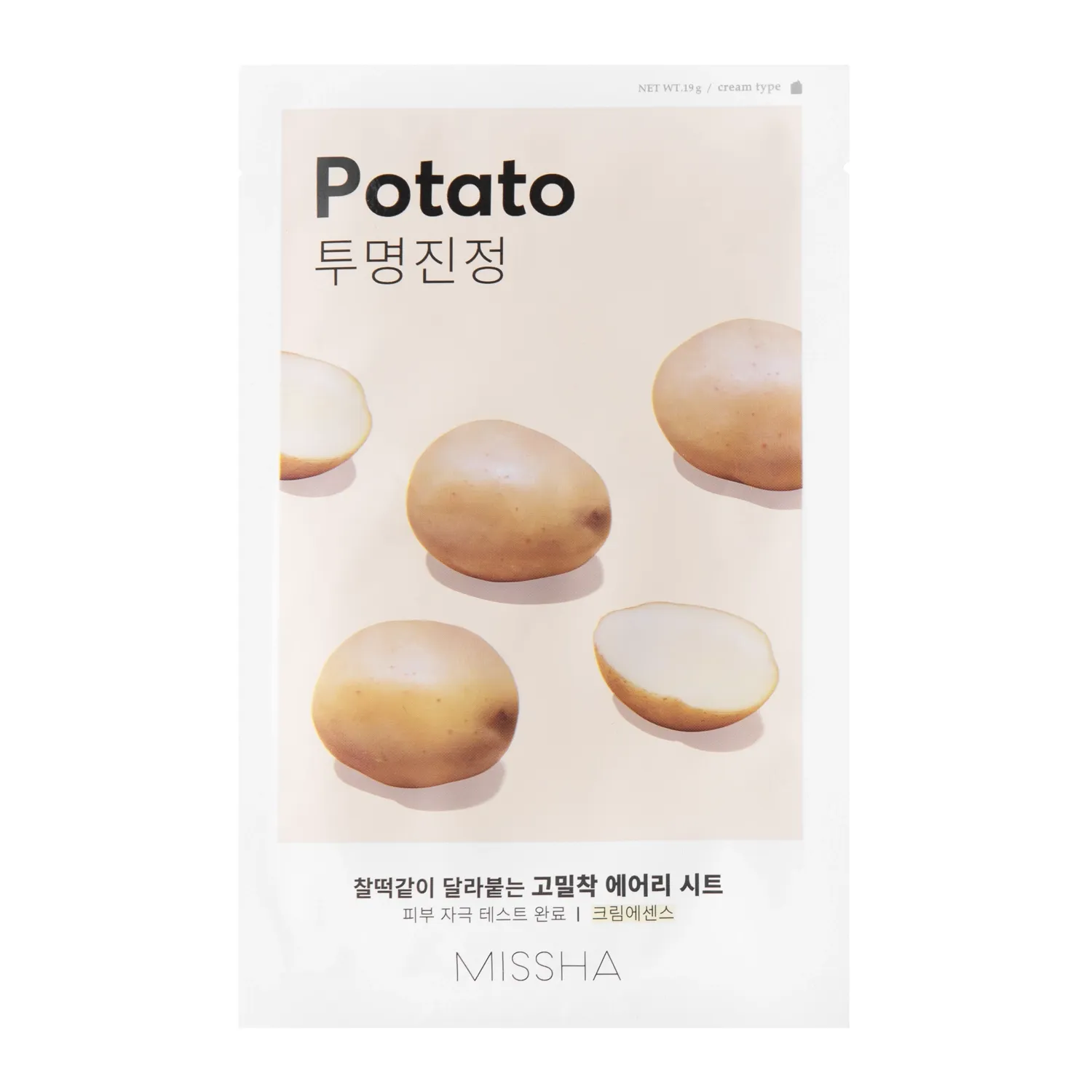 Missha, Airy Fit Sheet Mask Potato, Освежаваща и хидратираща маска, 19 g