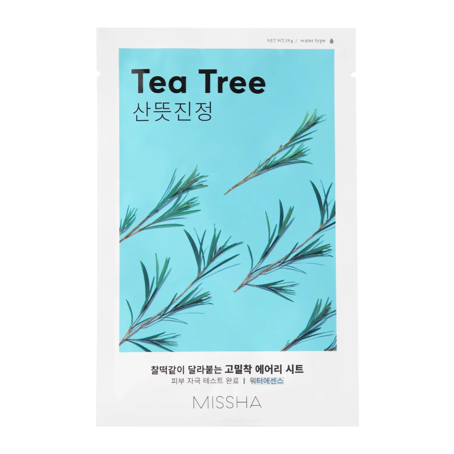 Missha, Airy Fit Sheet Mask Tea Tree, Успокояваща почистваща маска, 19 g