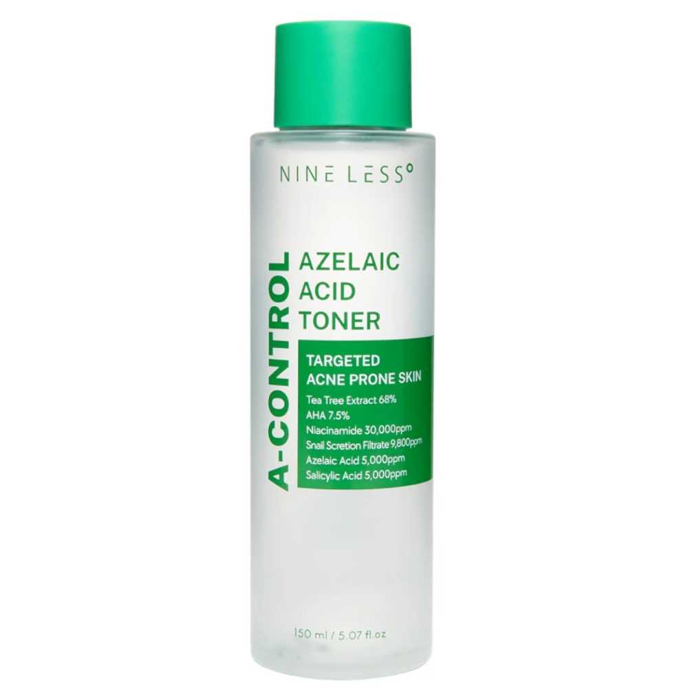 Nine less, A-Control Азелаинова киселина Тонер, Ексфолиращ и успокояващ тонер, 150 ml