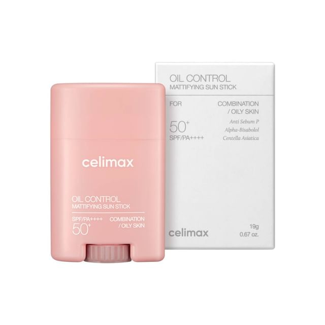 Celimax, Слънцезащитен стик с контрол на мазнината SPF50+ PA++++, Матова защита и контрол на себума, 19 g