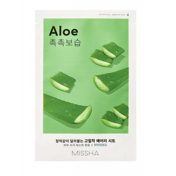 MISSHA, Airy Fit Sheet Mask Aloe Vera, Хидратираща и успокояваща маска, 19 g