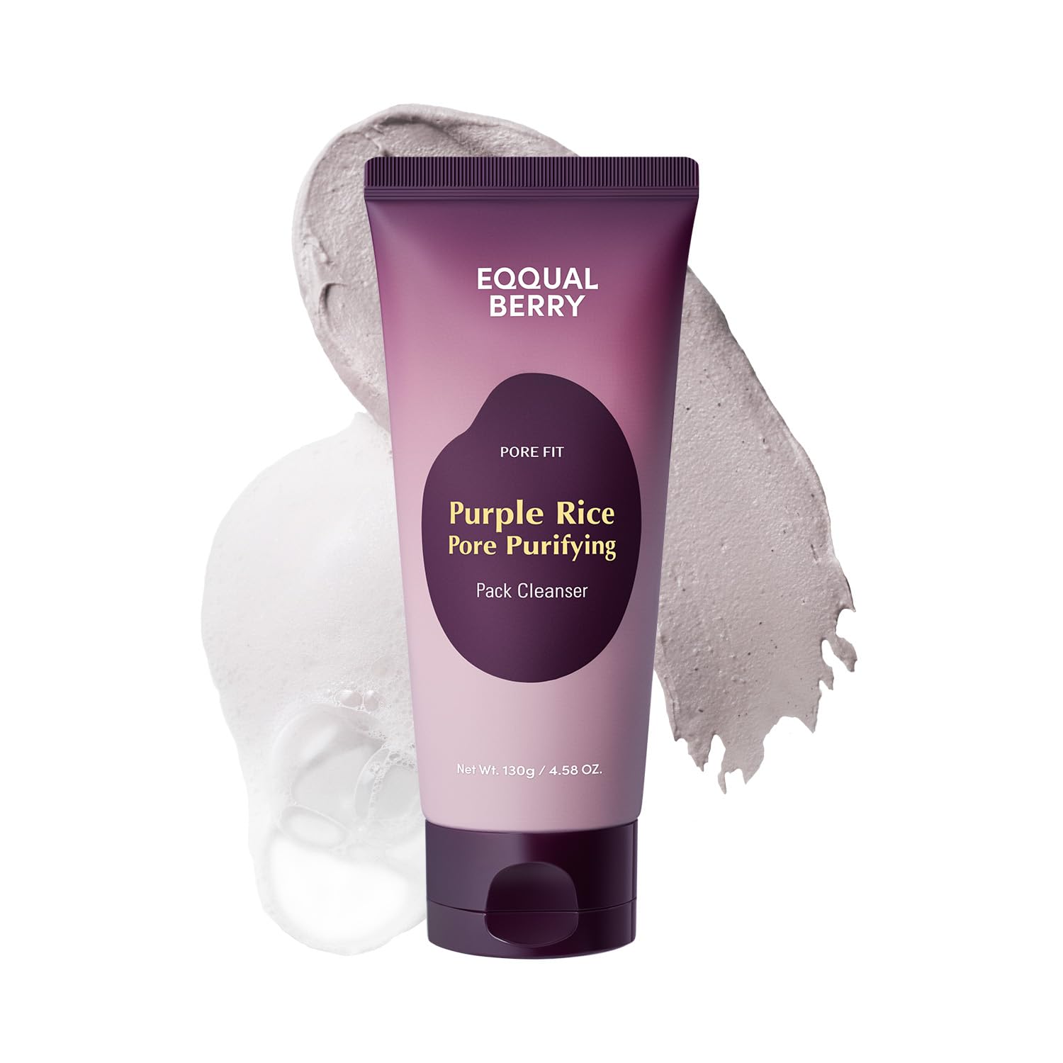 Eqqualberry, Почистваща маска за пори с лилав ориз, Почистващ гел за пори, 130g