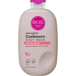 Eos, Гел за душ Cashmere с кокосова вода, хидратиращ гел за душ с масло от шеа, глицерин и витамин E, веган, 473 ml