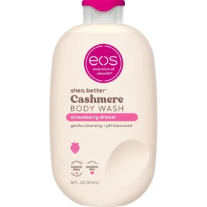 Eos, Cashmere Body Wash Strawberry Dreams, хидратиращ гел за душ с масло от шеа, глицерин и витамин E, веган, 473 ml