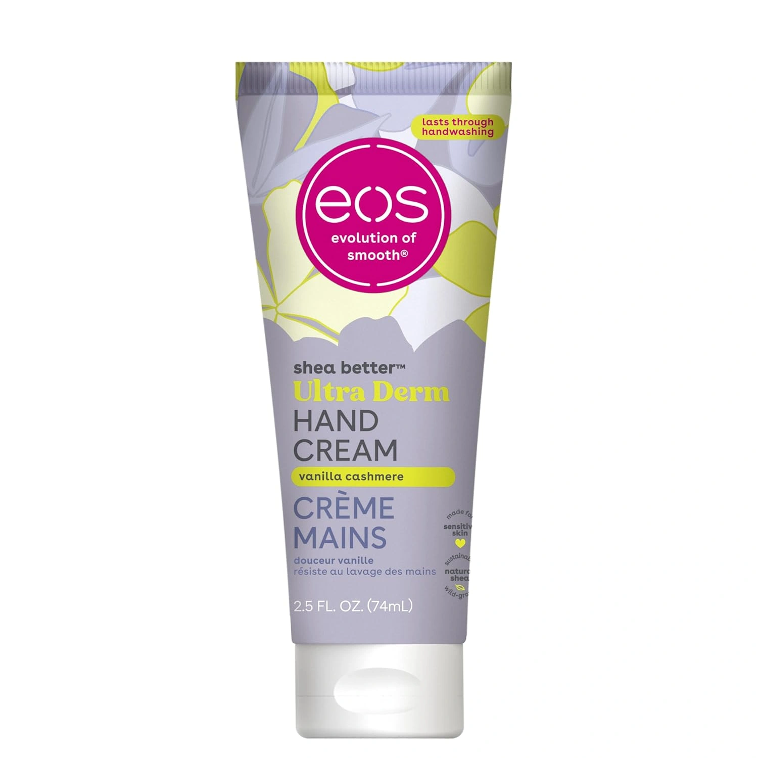 Eos, Shea Better Hand Cream Vanilla Cashmere, хидратиращ крем за ръце с шеа, веган, 74 ml