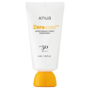 ANUA Zero-cast Хидратиращ Завършващ Слънцезащитен Крем SPF50+ PA++++, 50 mL