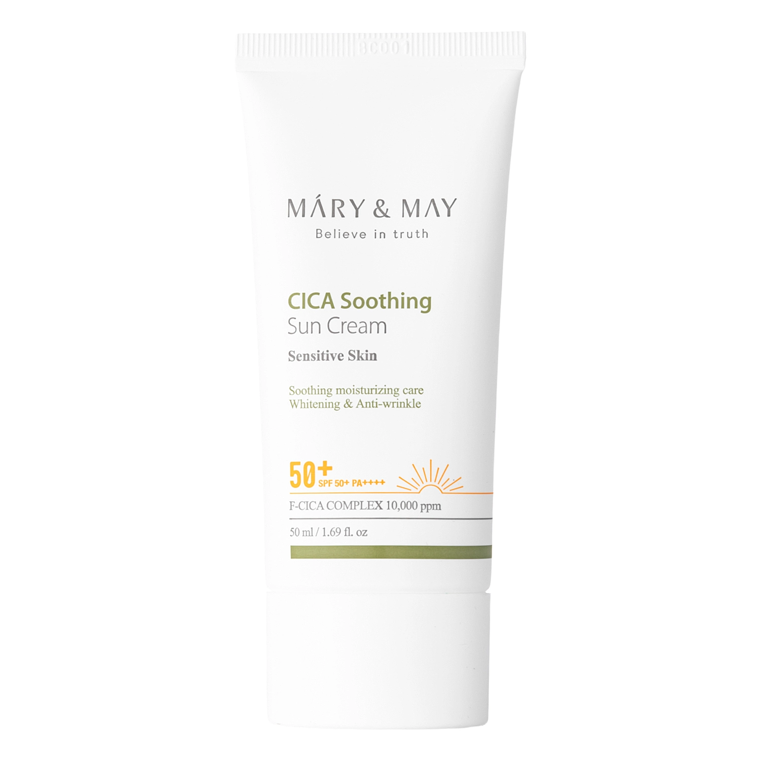 MARY & MAY Cica Успокояващ Слънцезащитен Крем SPF50+ PA++++ 50ml